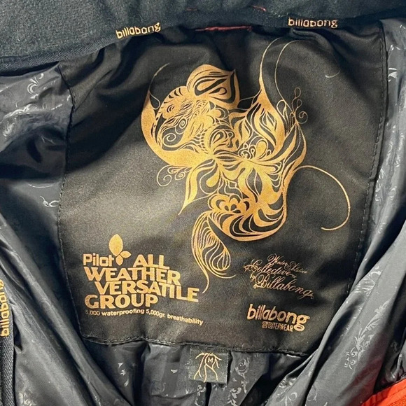 Billabong Winter Ski Snow Pants Girls Sz M Straight Insulated Waterproof Orange - Picture 6 of 8